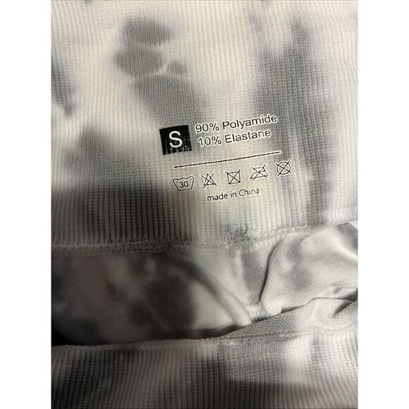 Womens White Gray Tie Dye Butt Lift Scrunch High Rise Athletic Leggings Small - Picture 3 of 5